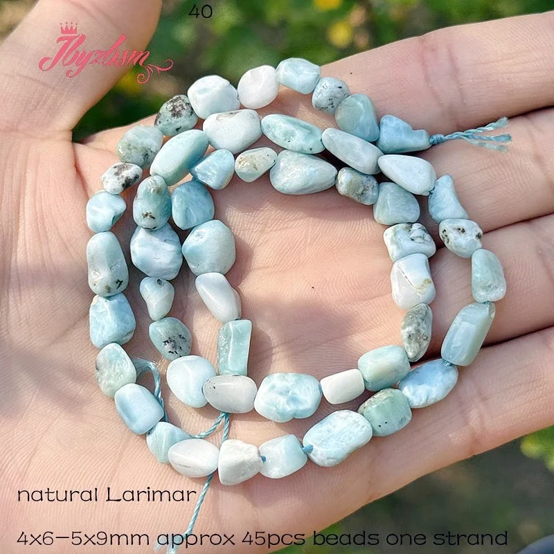 4x5-6x9mm Natural Larimar Freeform Shape Stone Beads For DIY Loose Beads Necklace Bracelats Jewelry Making Strand 15