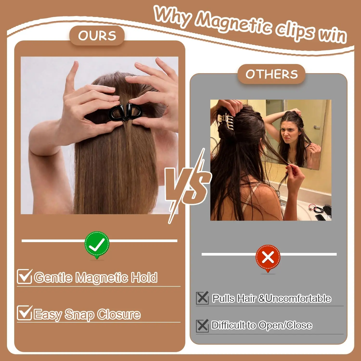 Non-Slip Magnetic Hair Clips Women's Hair Bow Clips Decorative Hair Accessories Easy Half-Up Styles Salon Sectioning Strong Hold
