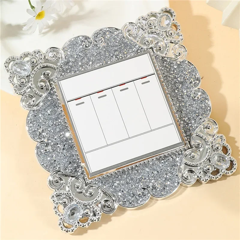 1 Stück wunderschöner Schalteraufkleber im europäischen Stil mit kleinen Diamantaufklebern in Gold und Silber, die für Schlafzimmer und Weihnachtsdekoration verwendet wird