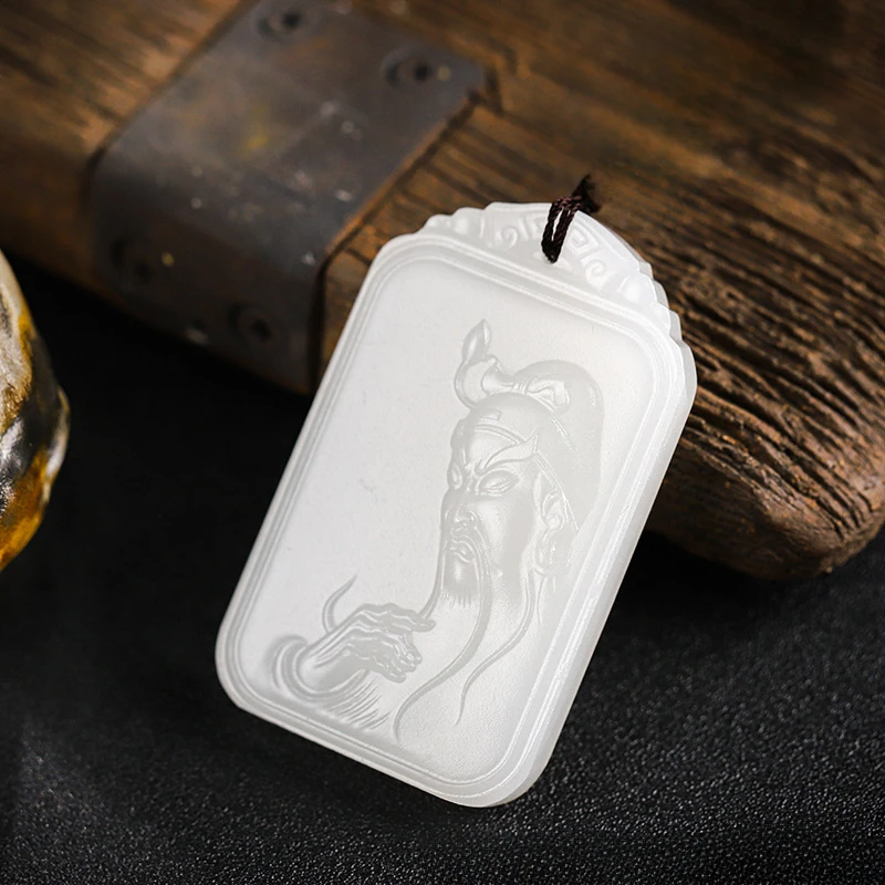 White Yuwu God of Wealth Pendant Guan Gong Jade Brand Men's Model