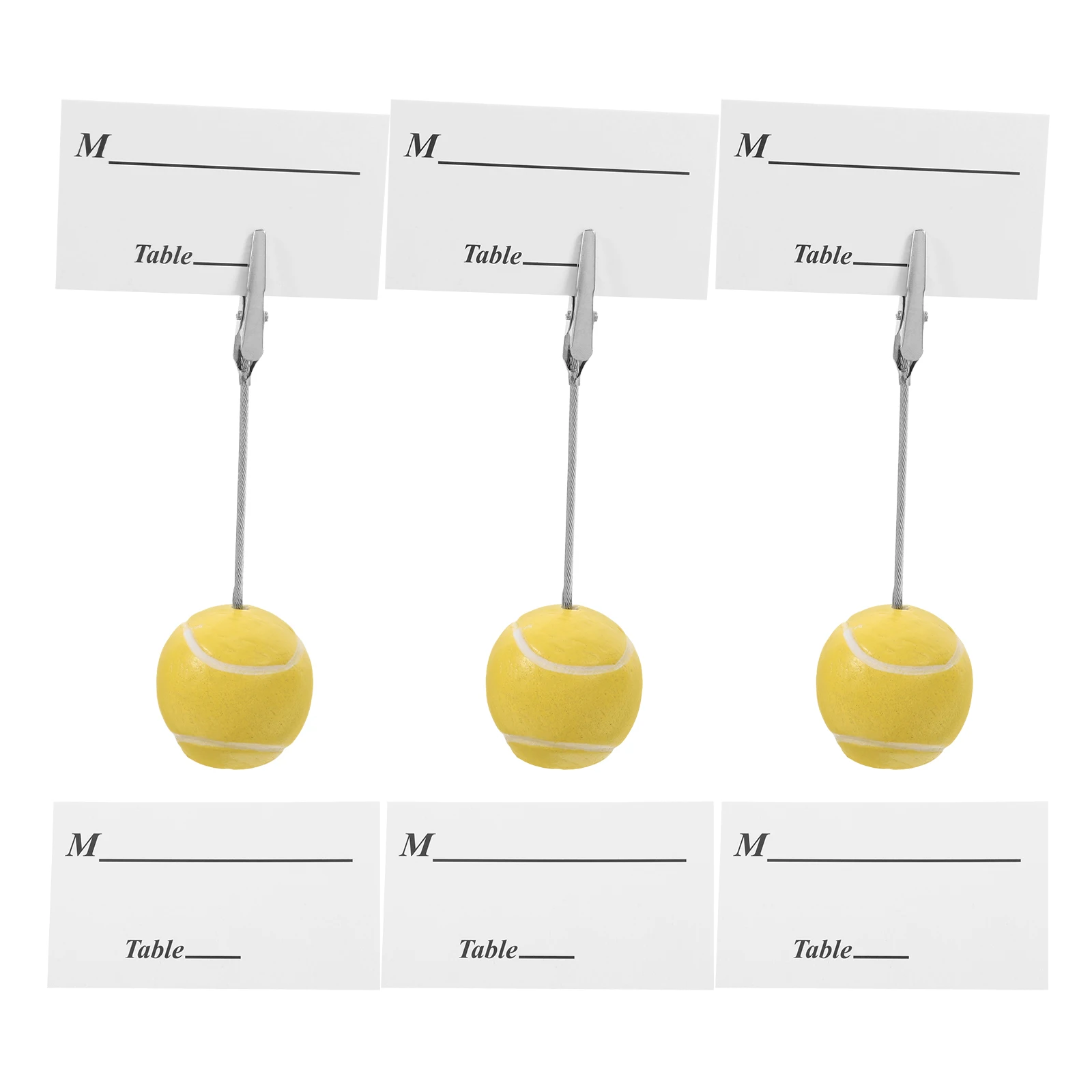 

3pcs Ball Shaped Memo Holders Desk Card Yellow Sports Theme Table Number Photo Clip Stand Picture Holder Business Card Holder