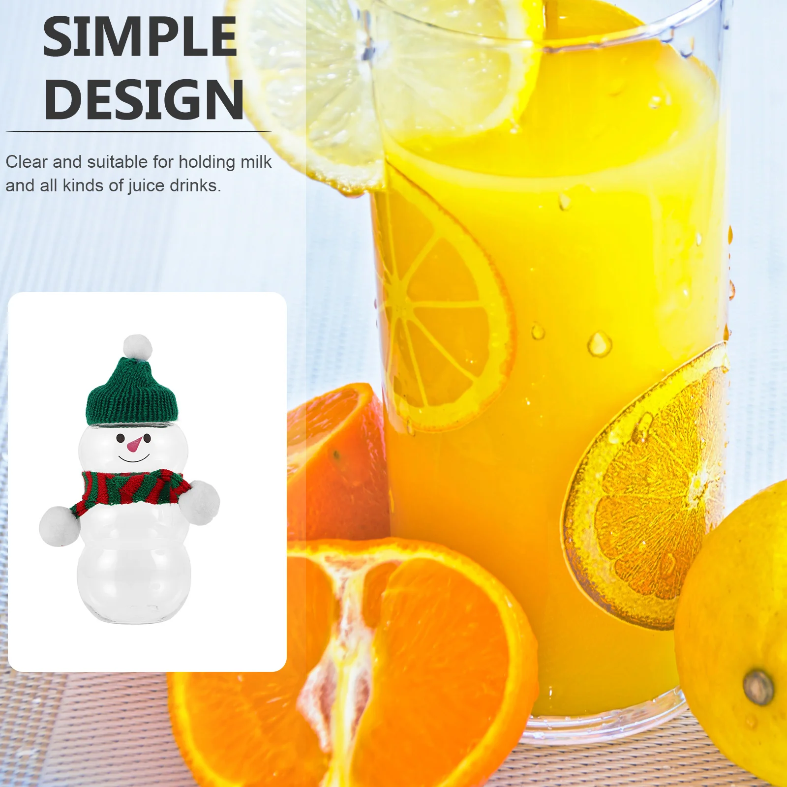 

6Sets Snowman Drink Bottles Reusable Xmas Beverage Holders Leakproof Christmas Juice Jars for Party Xmas Beverage Bottles