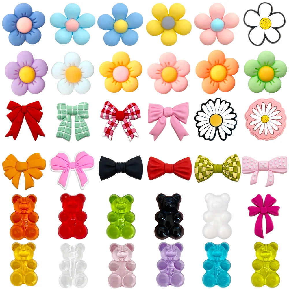 

Bow, Bear, Flower, Shoe Charms DIY Accessories with Buttons Decorations Fit to Bubble Slides Sandals