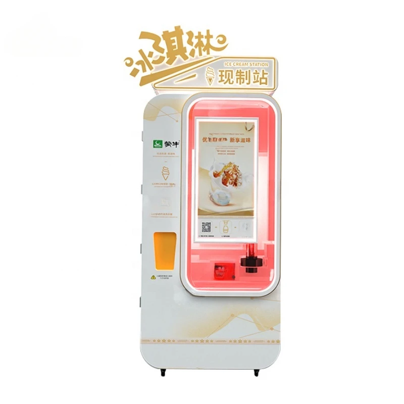 YG Business Automated Ice Cream Vending Machine Coin Operated Roboitc Soft Serve Ice Cream Machines