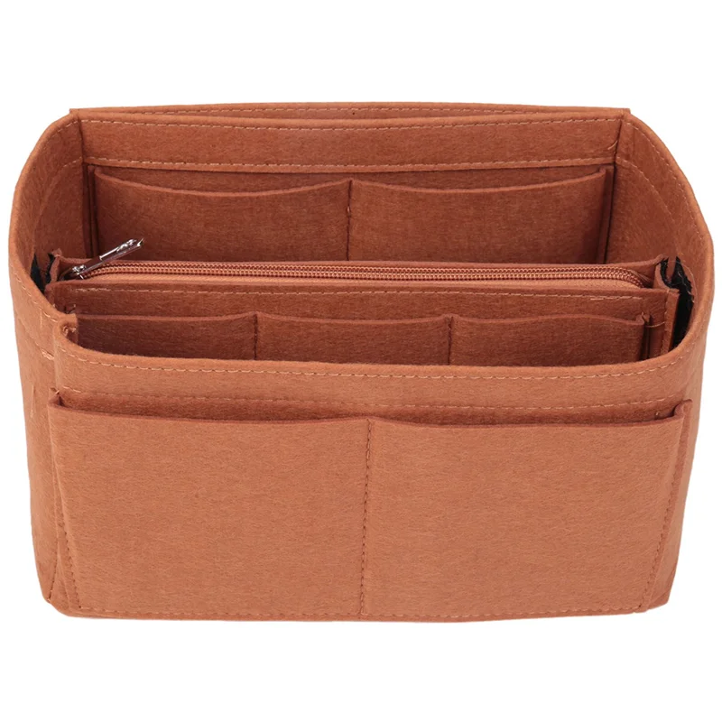 

Home Storage Bag Purse Organizer Felt Insert Bag Makeup Organizer Inner Purse Portable Cosmetic Bags Storage Tote Coffee M