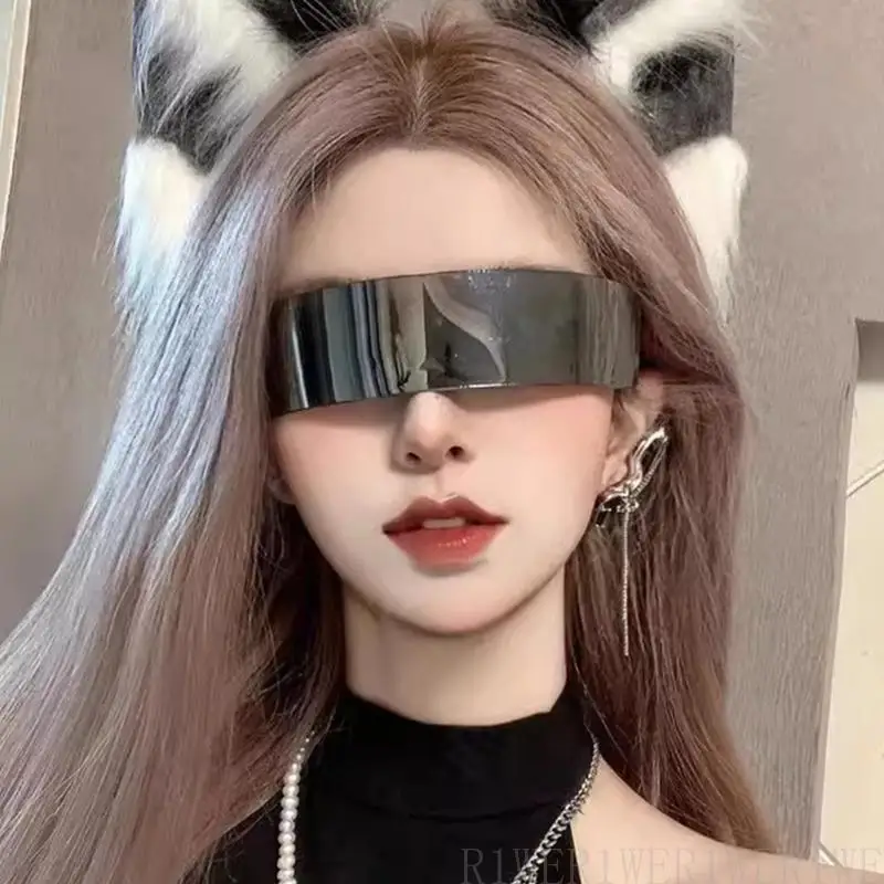 

R1WE Futuristic Rimless Eyeglasses Rimless Futuristic Glasses Halloween Fancy Dress Costume Accessories for Women Men