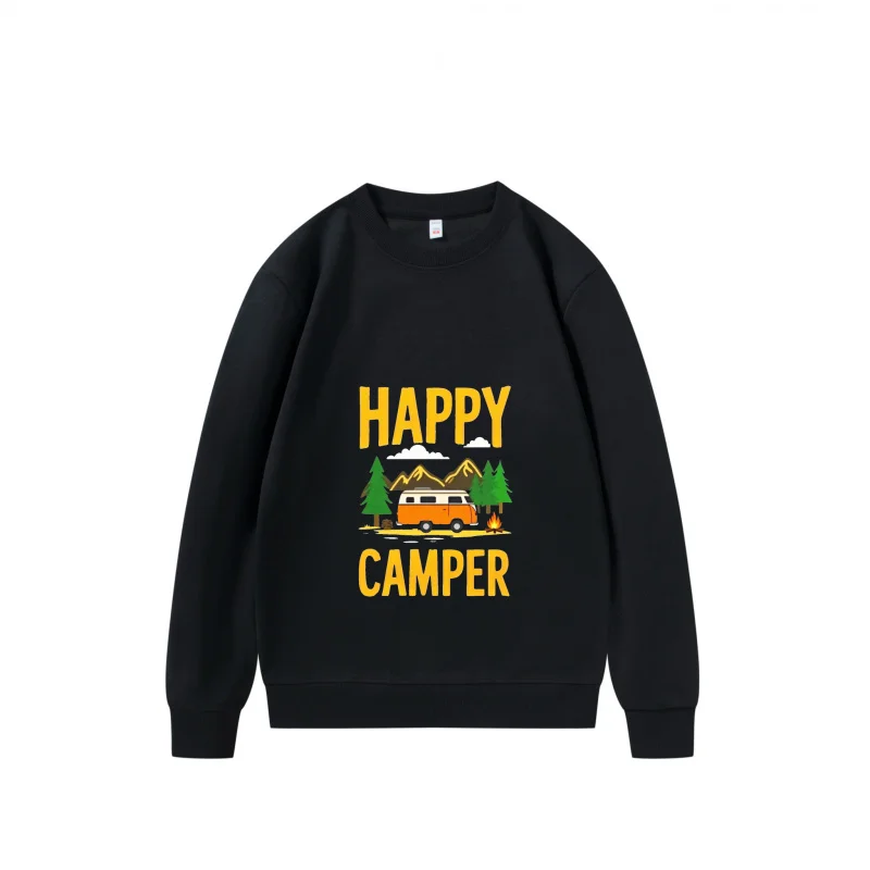 سويت شيرت رجالي Happy Camper With Van and Trees قماش قابل للتنفس بطباعة ممتعة