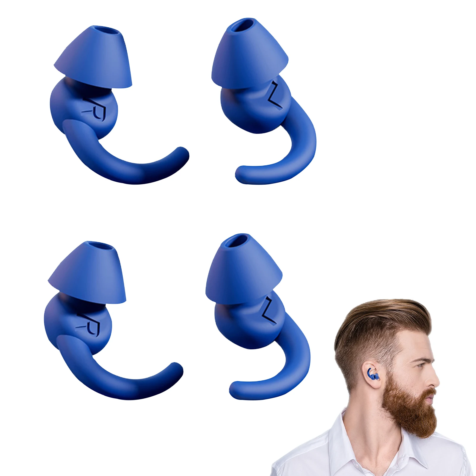 

2pairs For Sleeping Sound Blocking Ear Plug Washable Noise Canceling Snoring Soft Silicone Hearing Protection Dormitory Home