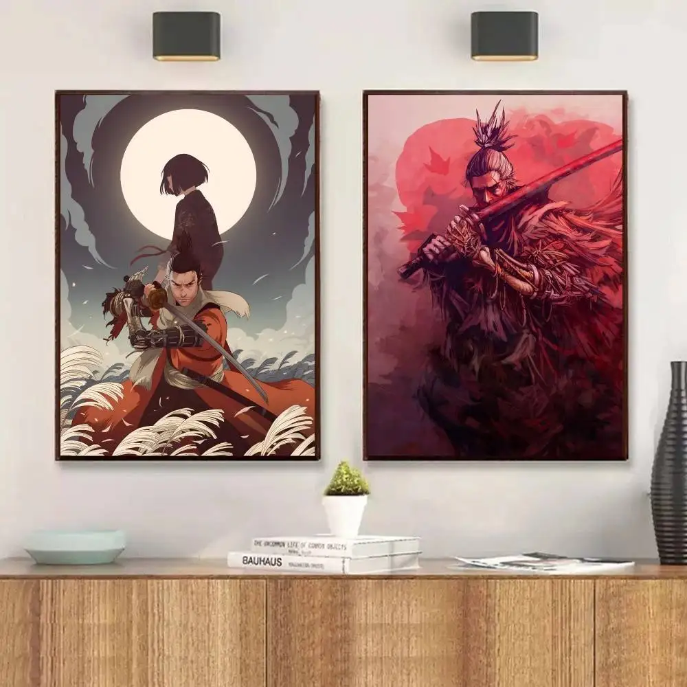 لعبة Sekiro Shadows يموت مرتين ملصق فني ذاتي اللصق مقاوم للماء ورقة ملصق مقهى بار غرفة جدار ديكور