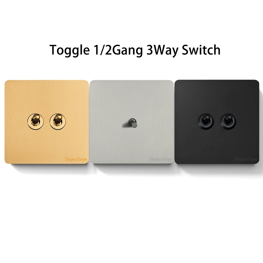 الرجعية المعادن الجدار ضوء تبديل 1/2 عصابة 2/3 طريقة التبديل الاتحاد الأوروبي FR روسيا خمر النحاس رافعة الفولاذ المقاوم للصدأ لوحة التبديل للمنزل #3