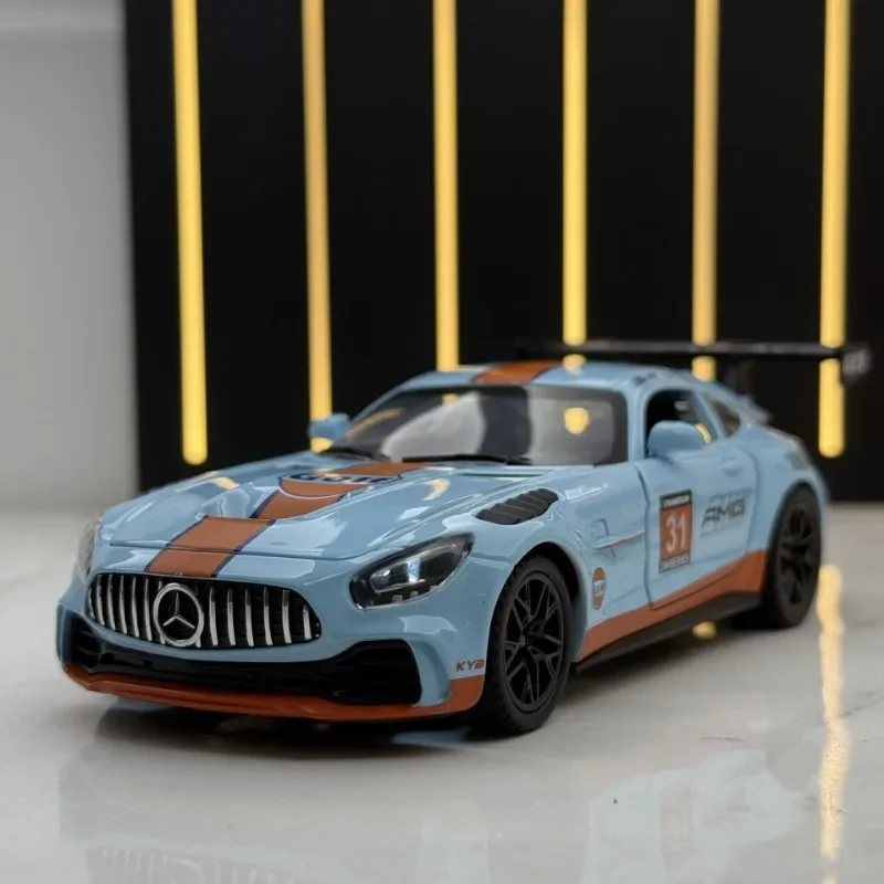 

GT3 Alloy Sport Car Model Simulation 1/32 Benz Sound Light Pullback Home Decor Boy Gift Diecast Toy Vehicle Collection Hobby
