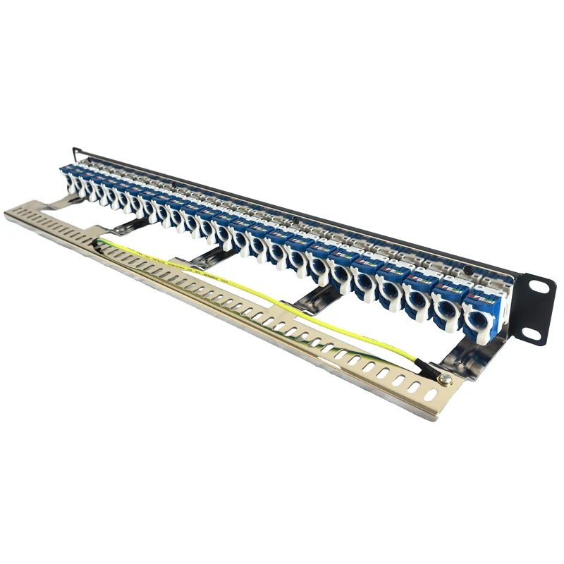 Panel Patch Tanpa Alat dengan 24 Colokan Soket Modul Jack Keystone CAT6 RJ45 Bebas Alat untuk Braket Internet Rak 19 "Inci