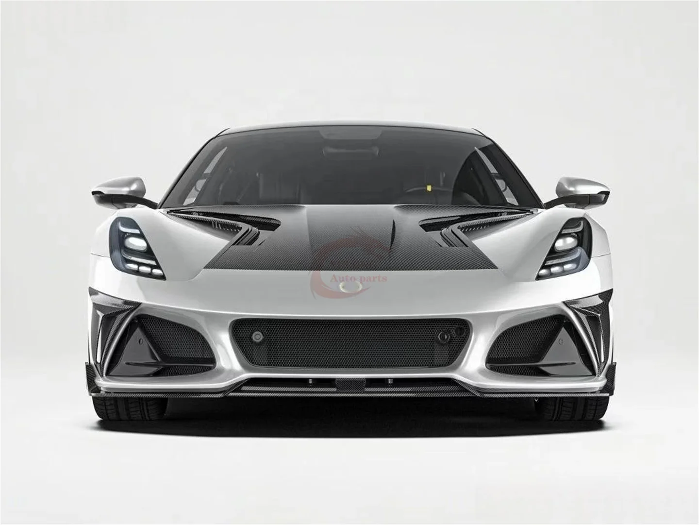 طقم الجسم PK نمط ألياف الكربون الجافة غطاء الشفاه الأمامي التنانير الجانبية الناشر الخلفي سبويلر خلفي لوتس إميرا