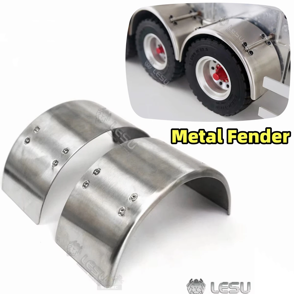 Metal Fender Stainless Steel Simulation Sand Board Container for 1/14 Tamiya RC Semi-Trailer Tipper Oil Tankers Dump Truck