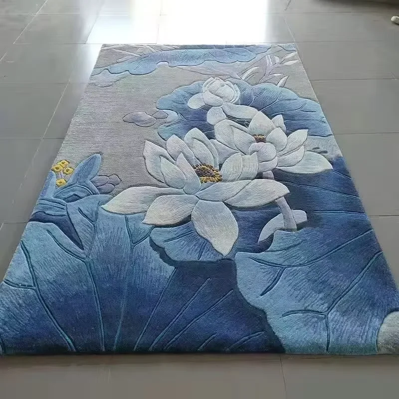 Carpet Custom Non-Slip Modern Hand Tufted Area Rug Living Room Rug Wool Carpet for Hotel Reception Lobby Decor Rugs