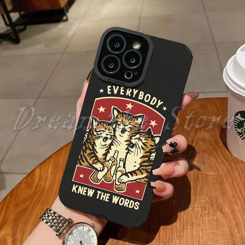 Cute Drunk Cat Phone Case for Iphone 11 Pro Max 12 13 Iphone 14 Pro Max Iphone 15 Pro Max Case