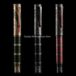 Hongdian D5 Qin Dynasty Series Piston Fountain Pen EF/F Polished Nib Exquisite Retro Calligraphy Writing Engraved Chinese Pen