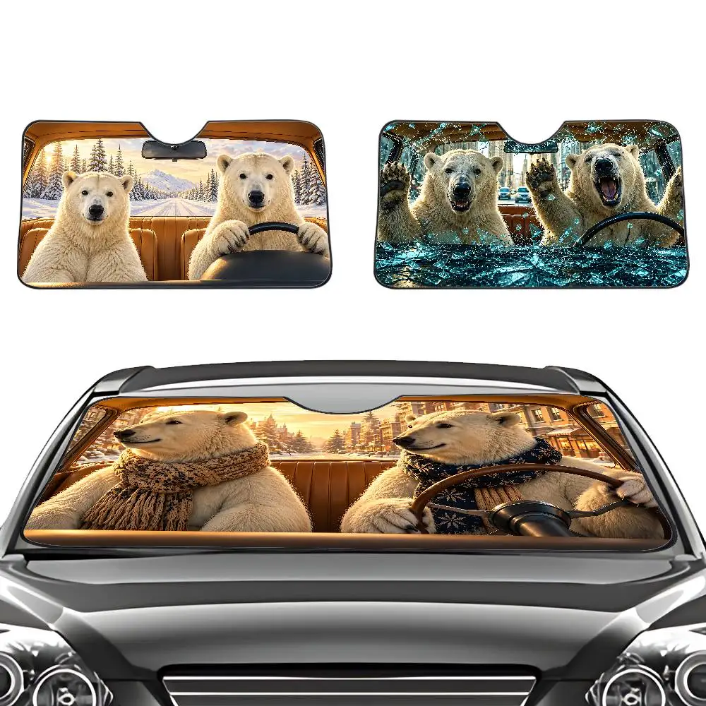 Animal P-Polar B-Bear Car SunShade Windshield Car Windscreen Cover Sun Shade Auto Visor Car Accessories