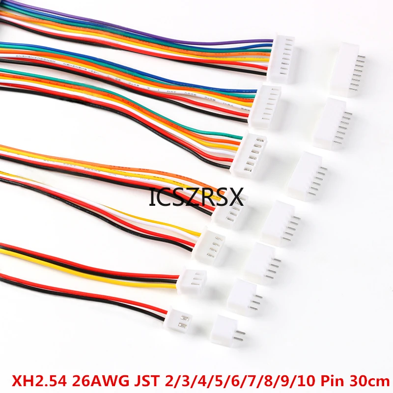 20Pcs10set JST XH2.54 XH 2.54mm Wire Cable Connector 2/3/4/5/6/7/8/9/10 Pin Pitch Male Female Plug Socket 30cm Wire Length 26AWG