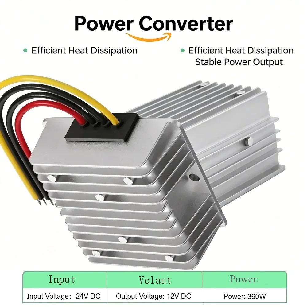 24v to 12v 30A 360W DC-DC Step Down Converter Voltage Reducer Transformer for Golf Cart Truck Boat Vehicle