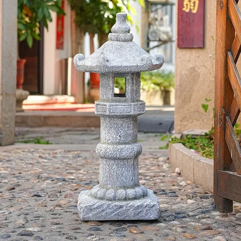 Chinese-style landscaping imitation stone tower palace lamp solar ornament outdoor garden courtyard fall creative Zen decorative