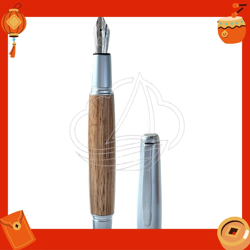 

Wooden Fountain Pen with Rotating Inking Design, F/M Steel Nib Smooth Writing for Office School Stationery