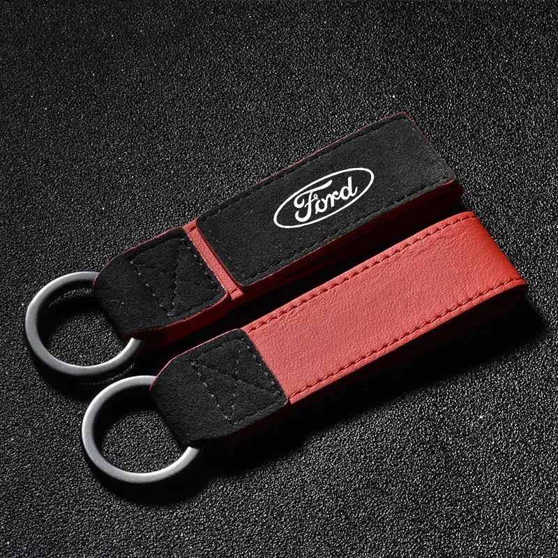 Car Metal Leather Suede Styling Keychain Key Chain Ring For Ford Ranger S-Max Focus Galaxy Mondeo Transit Tourneo Custom Ranger