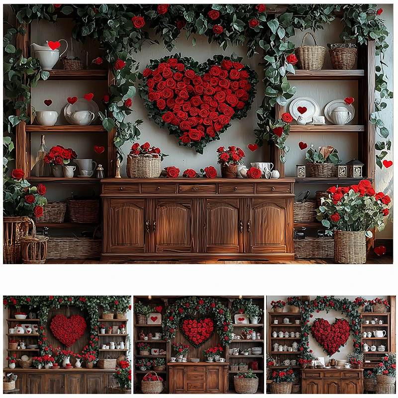 

LS Photography Background Valentine's Day Flowers Kitchen Cabinet Birthday Wedding Portrait Decor Backdrop Photo Studio