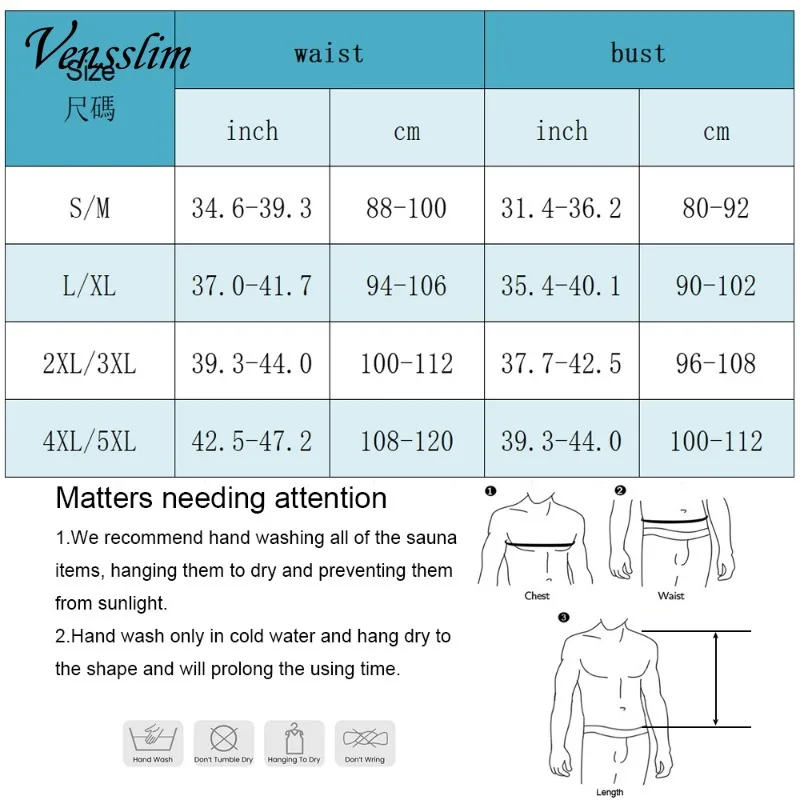 Vensslim Waist Trainer Men Body Shaper Sauna Vest Weight Loss Slimming Sweat Fat Burner Tummy Control Corset