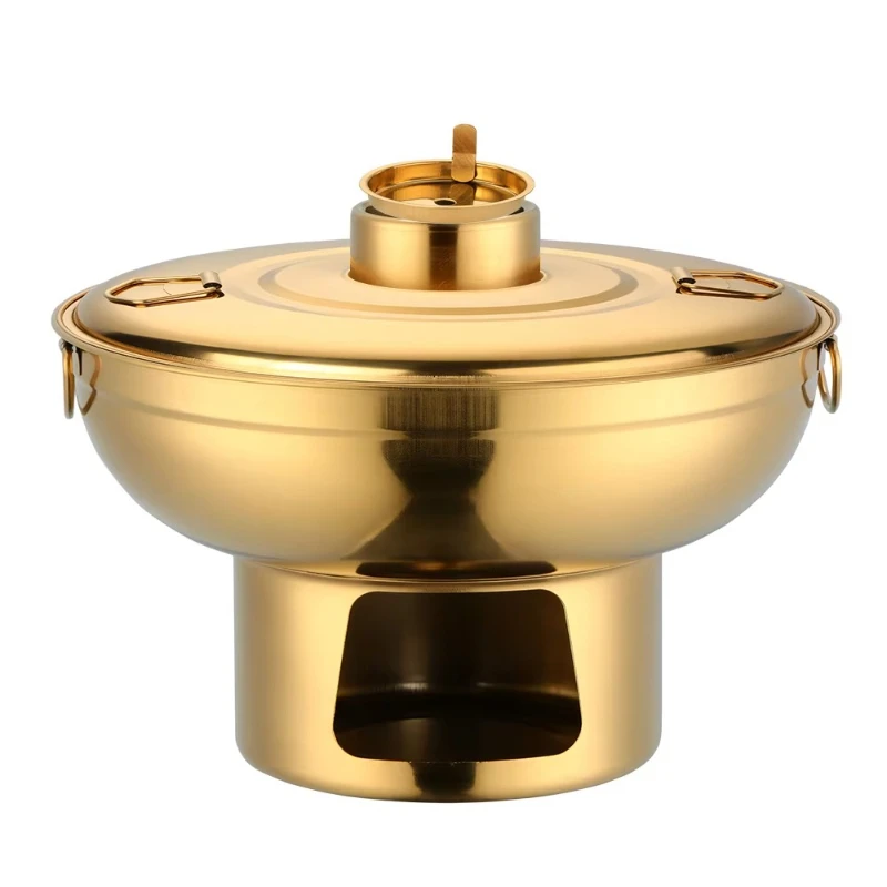 

Modern Stainless Steel Dry Ice Pot Multifunctional Kitchenware Food Warmer Set Metal Material