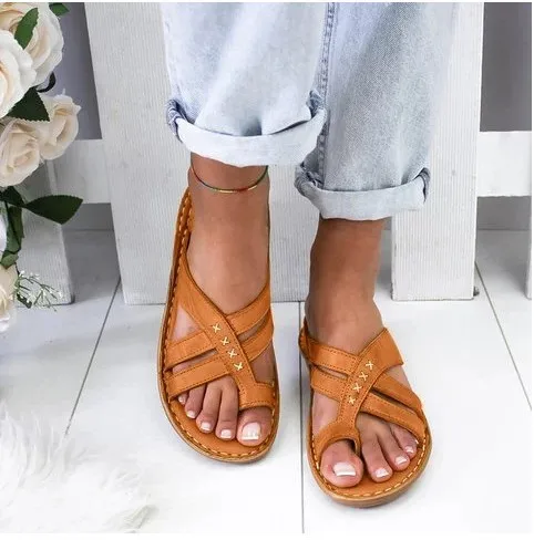 New Women Wedge Sandals Casual Flat Shoes Female PU Casual Summer Shoes for Women Flip Flop Flats Ladies Beach Slipper Sandal