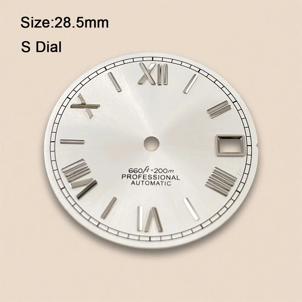 New 28.5mm S Logo Rome Sunburst Dial Fit NH35/NH36/4R/7S Movement Sunray Dial Watch Modification Accessories