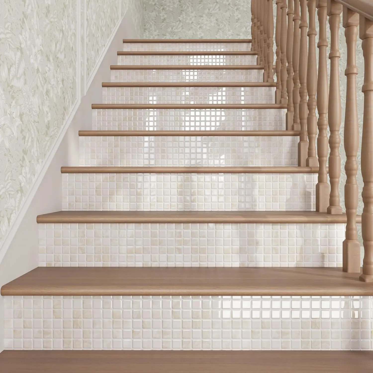 10x10inchx10Pcs  3D Mosaic Vinyl Backsplash Tiles, Self-Adhesive Peel and Stick Subway Tile Stickers Stick on Wall Tiles