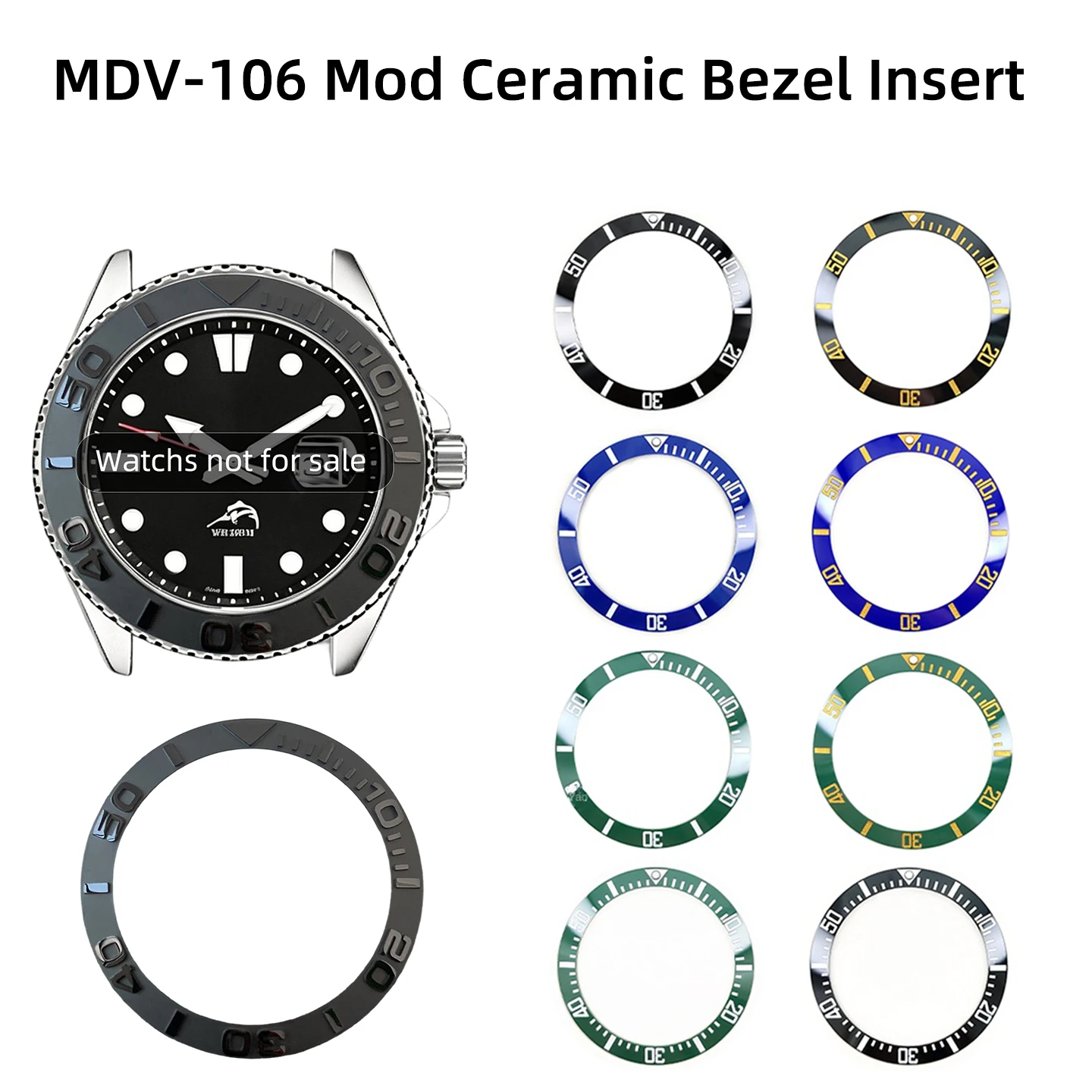 

MDV-106 Watch Accessories 41x32.8/32.9mm watch Bezel Insert fit for Casio Swordfish 106/107 Duro Marlin watch parts