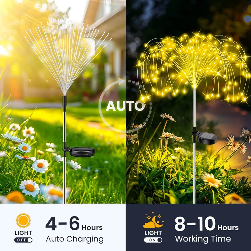 Solar Garden Lights Solar LED Firework Lights IP65 Waterproof Outdoor Dandelion Lamp for Yard Lawn Xmas Party Decoration