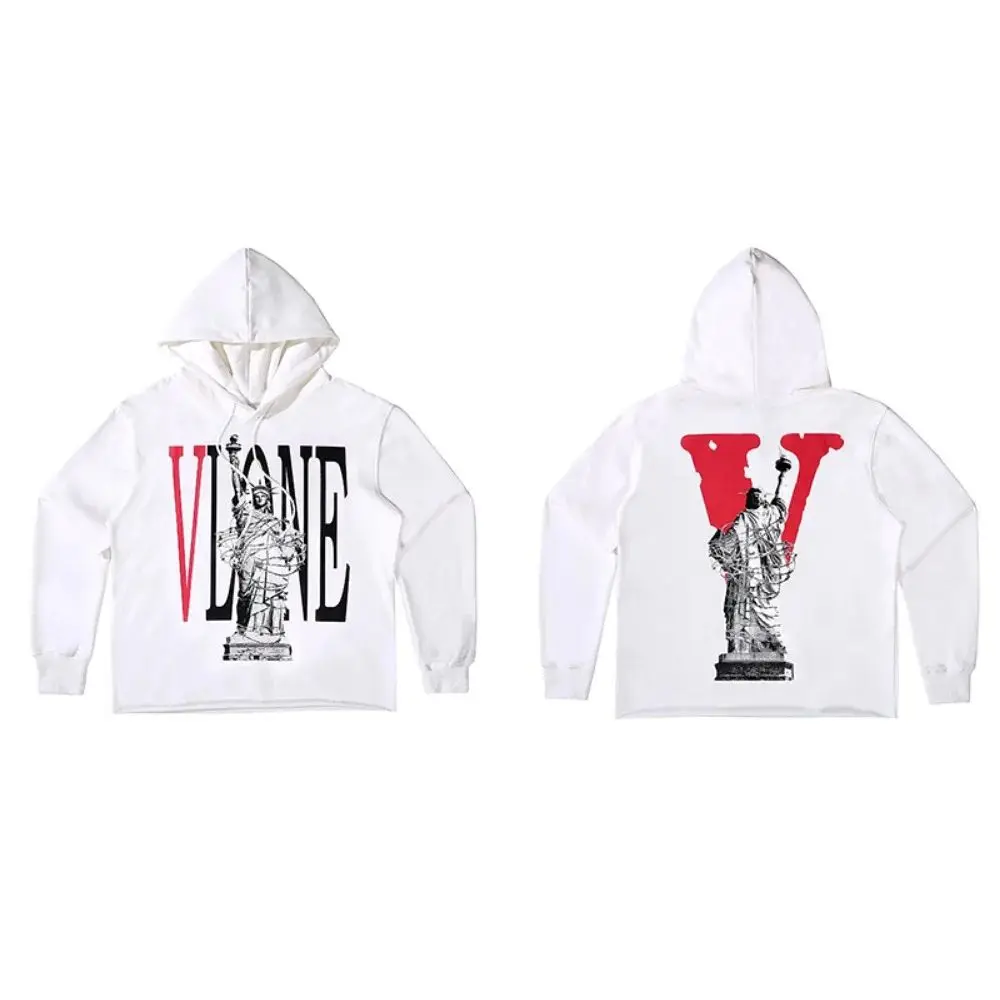 New VLONE ORVAL Solid Color Big V Hooded Small American Fashion Couple Sets Autumn and Winter Men and Women Fashion Street Wear