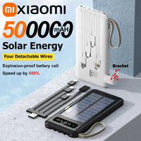Xiaomi Solar Power Bank 50000mAh Large Capacity Mobile Power Fast Charging Battery Dual USB 4 Cables For iPhone Samsung Huawei