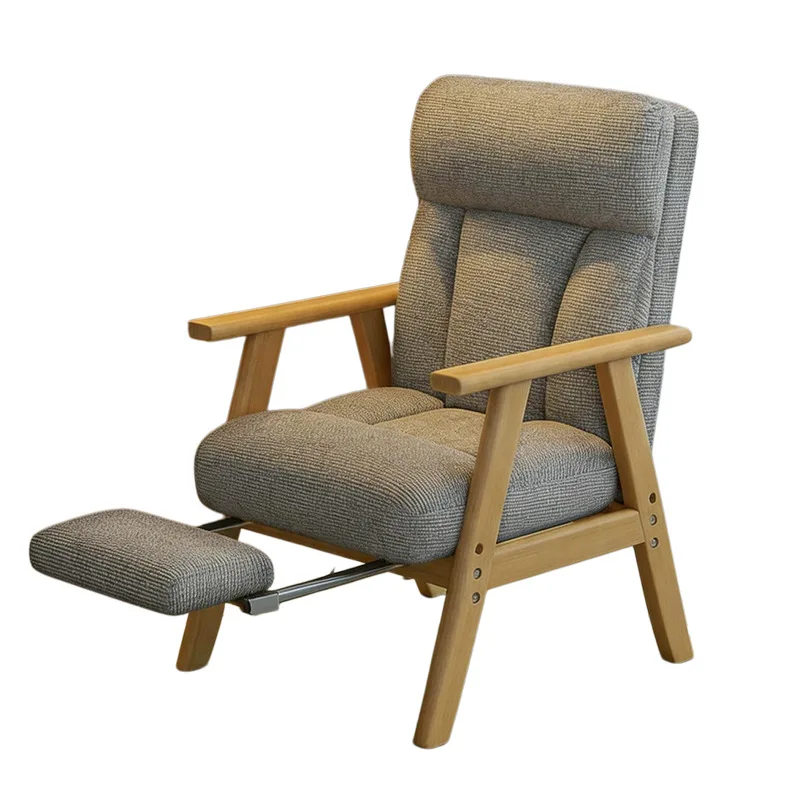 Solid wood sofa chair, lazy people can lie down and sleep, balcony lunch lounge chair, modern simplicity