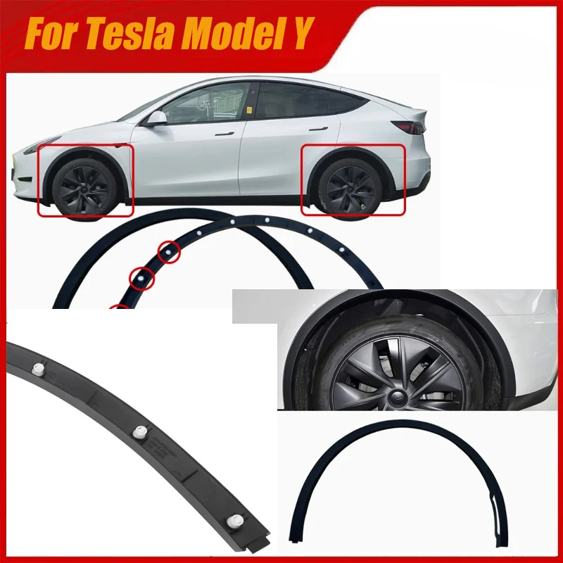 

For Tesla Model Y Front Rear Wheel Eyebrow Molding Fender Flare Guard Protector Cover Body kits Auto Parts External Decoration