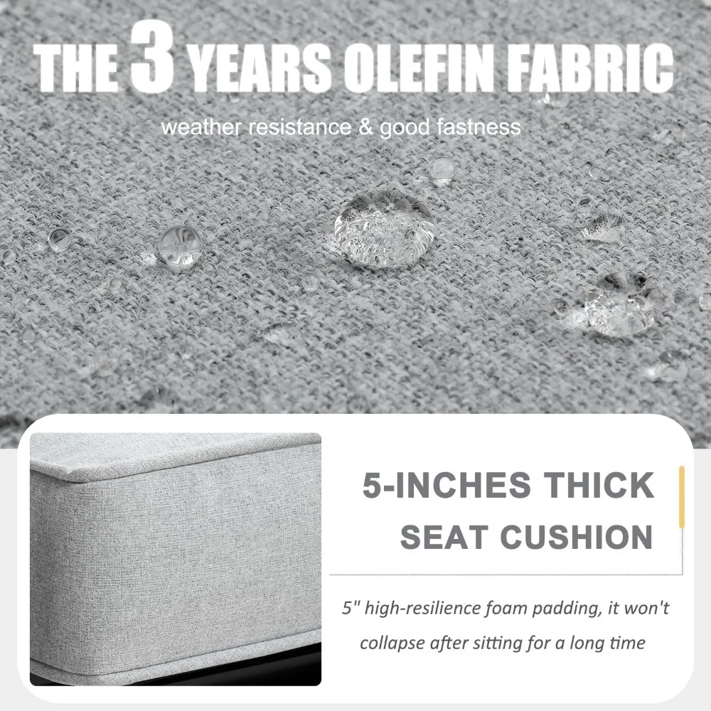 مجموعة أثاث من الألومنيوم مع طاولة حفرة النار، 4 قطع من أريكة الدردشة المقطعية للفناء، مجموعات أثاث الحدائق