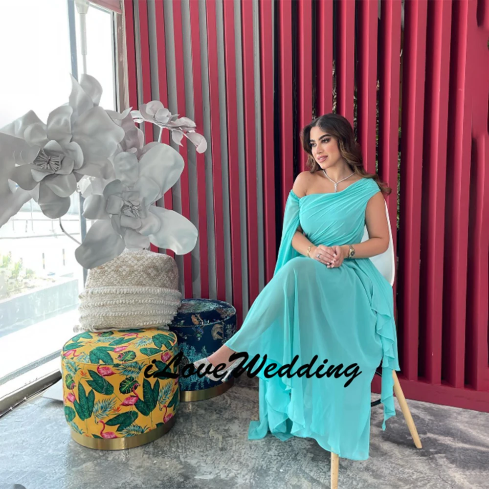 

Customized Chiffon Pleated A-Line One Shoulder Floor Length Prom Dresses Sleeveless Zipper Formal Party Gowns vestidos de festa