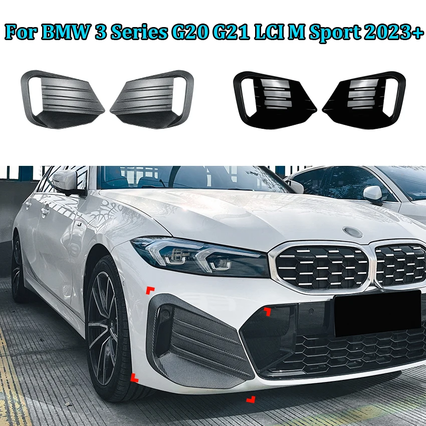 

For BMW 3 Series G20 G21 LCI M Sport 2023+ Car Front Bumper Lip Spoiler Fog Lamp Cover Trim Wind Knife Grille Body Kit Tuning