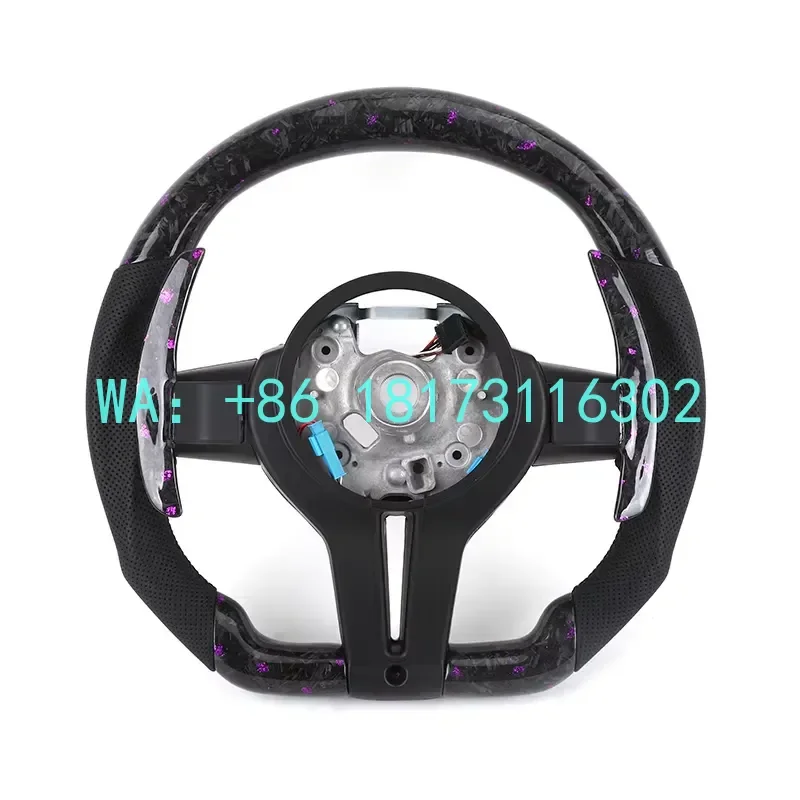 China Plant 2026 M Sport Purple Forged Carbon Fiber LED Steering Wheel F10 F20 F30 F31 M2 F87 M3 F80 M4 F82 F85 M5 X5 E7