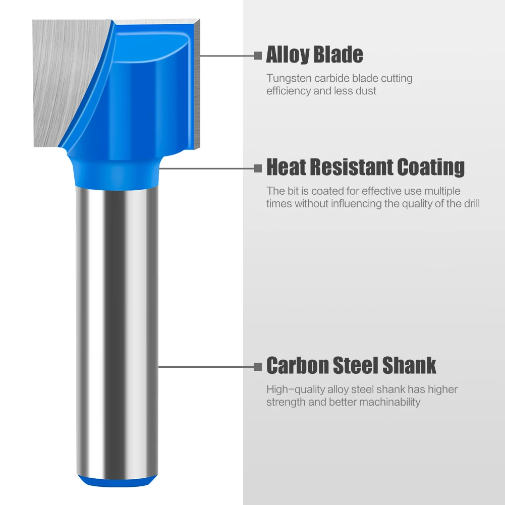 8mm Shank 10-35mm Diameter Cleaning Bottom Bit Straight Router Bit Set Clean Milling Cutter Woodworking Power Machine Clear Bott