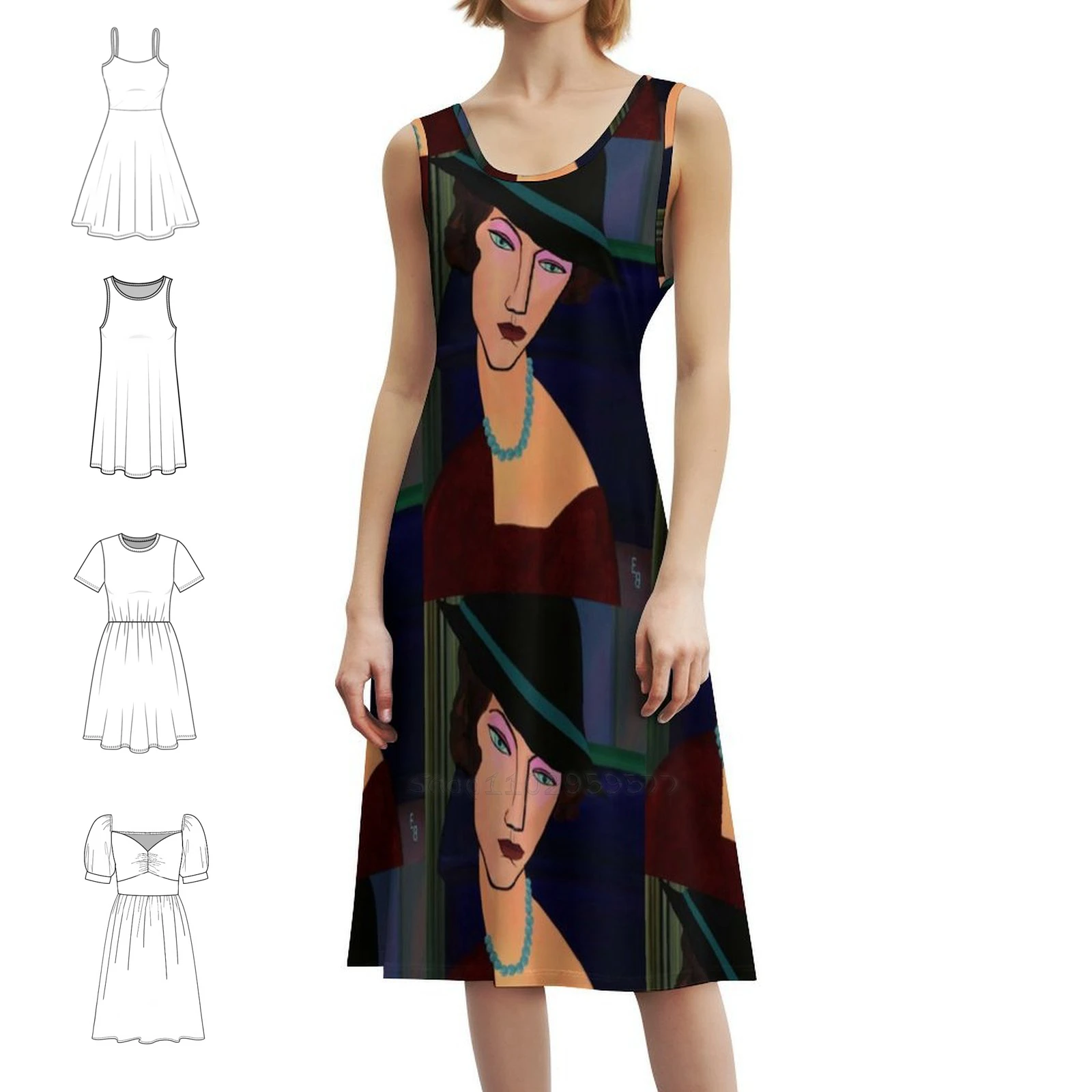 Fredi повседневное платье в корейском стиле для женщин, простые повседневные офисные женские платья, платье Modigliani Jeanne Hebiuterne Hat