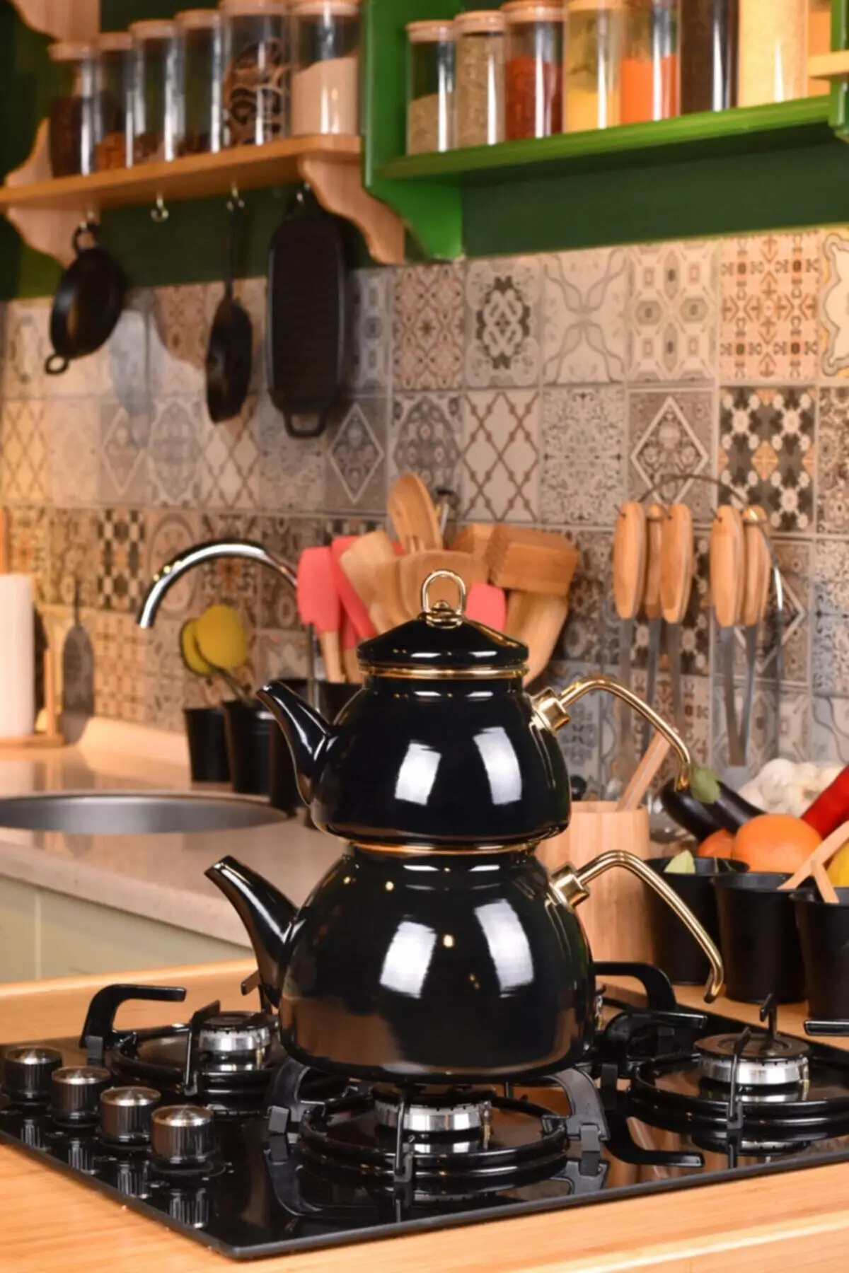 Tetera de esmalte turco,