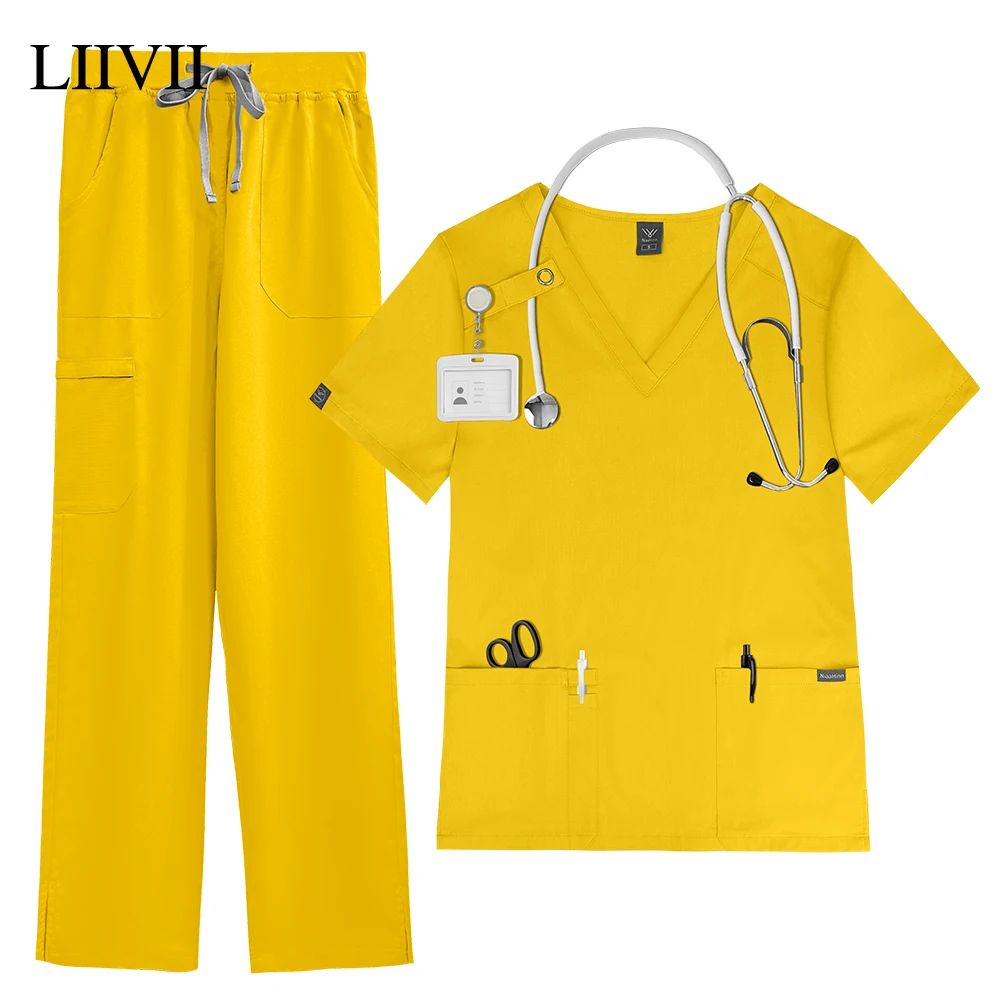 Medical Surgical Uniform Unisex Hospital Work Clothes Nurse Scrubs Set Dental Surgery Suit Healthcare Workers Workwear Wholesale
