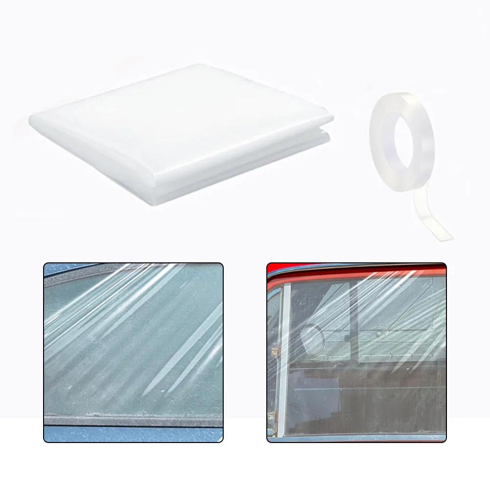 For Cars Temporary Window Film For Roadside Repairs Easy Installation Car Film Pre-cut Film 16.4 Ft Tape Roll Clear PVC