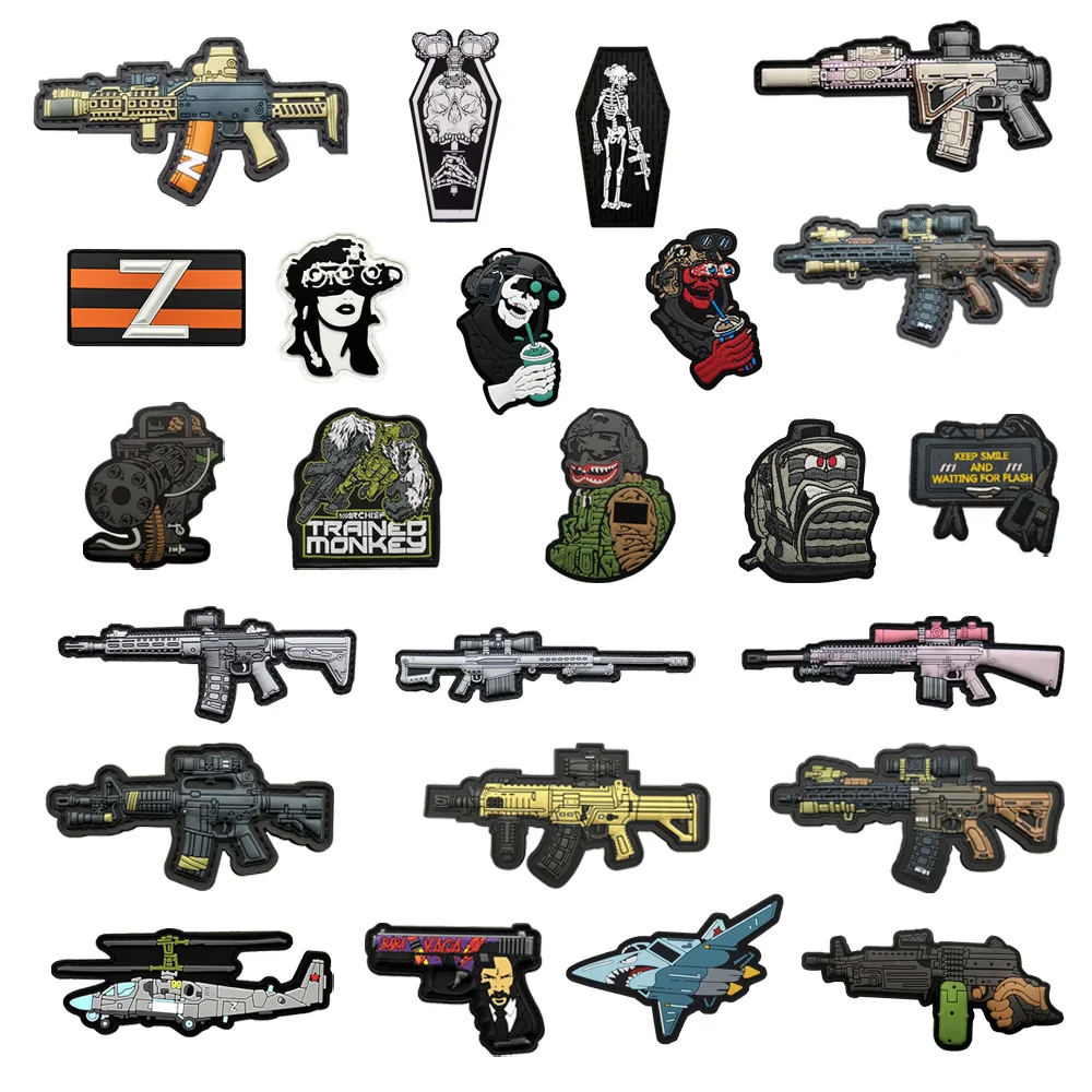 New Rubber Patch, Fighter, Helicopter, Q Edition Series, Carbine, Assault Gun, M416, AK105, Batre, QBZ19, SR25, Backpack Sticker