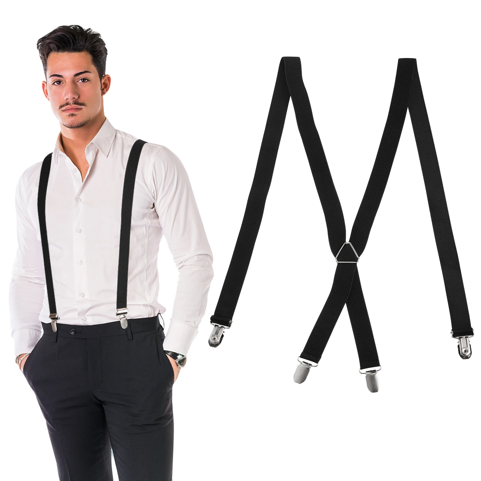 Tirantes para hombre y mujer, banda elástica ajustable Universal, Clips para pantalones Unisex